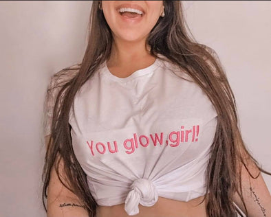You Glow Girl Organic Cotton T-shirt with Embroidery - DAS MATIA 