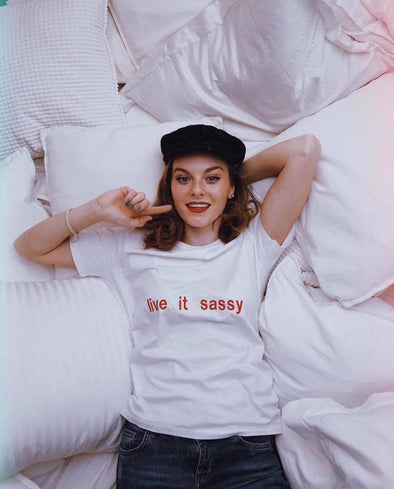 Live It Sassy Organic Cotton T-shirt with Embroidery - DAS MATIA 